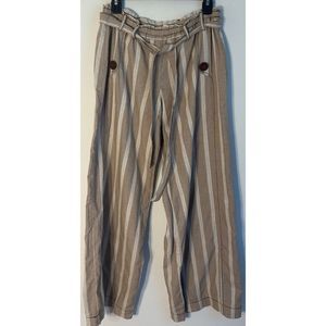 Saturday Sunday Anthropologie Wide Leg Striped Pants with Belt - Size Medium
